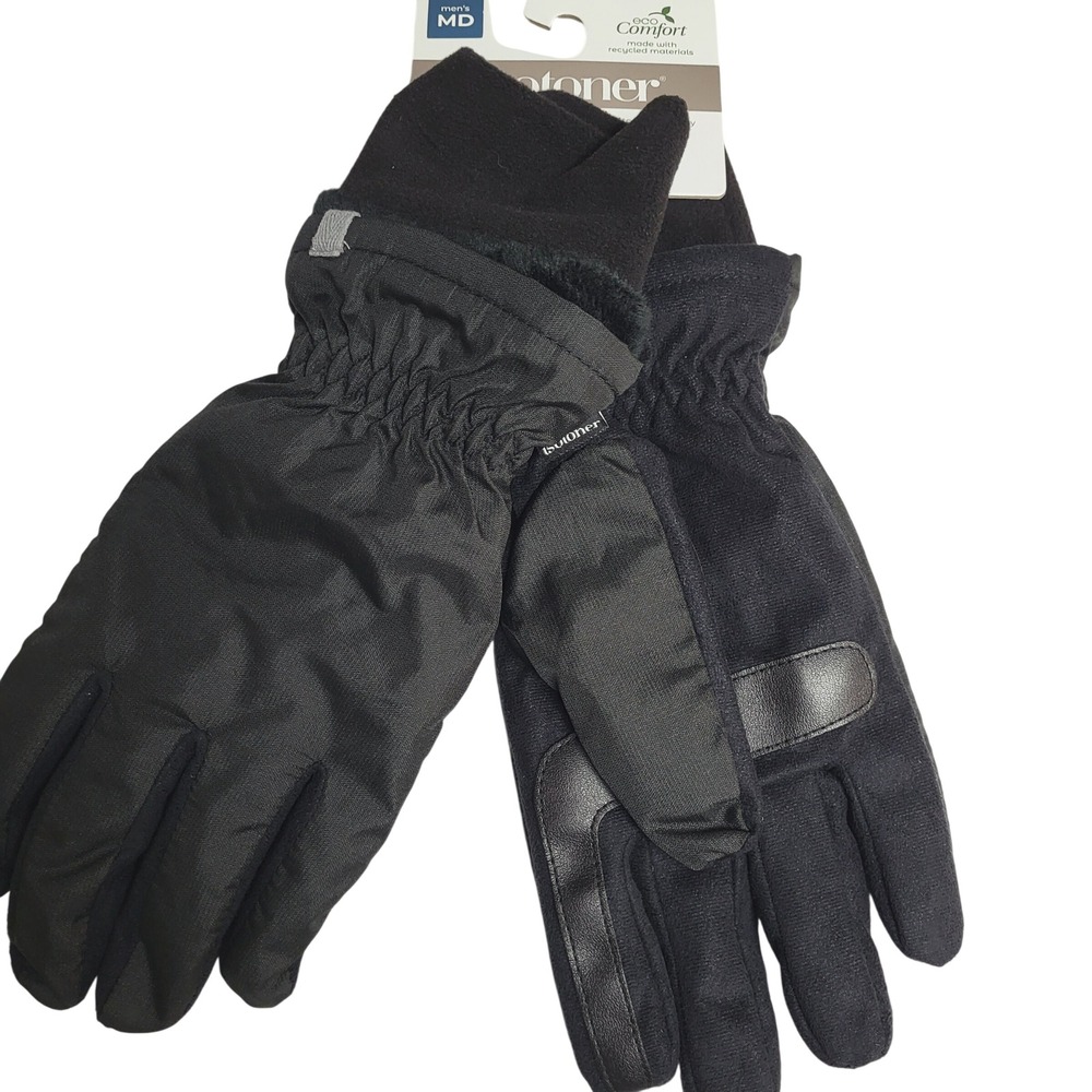 Isotoner Mens smartDri smartTouch Winter Gloves Black Medium 716M1 Eco Comfort